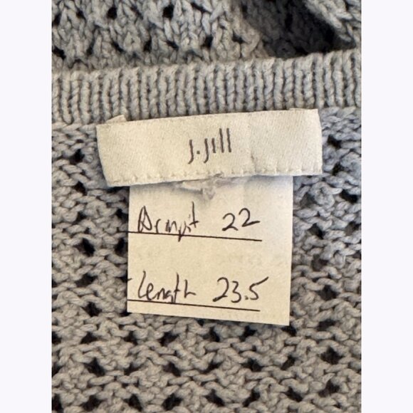 J. Jill Open Knit Lace Up Sweater Women’s Size M Gray Boho Coastal - Picture 2 of 11